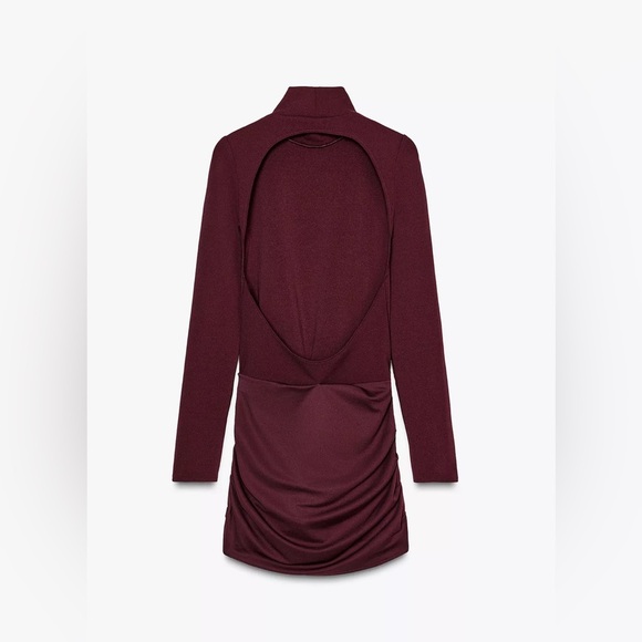 🔥🔥Zara  Burgundy Long-Sleeve Dress - Picture 5 of 5